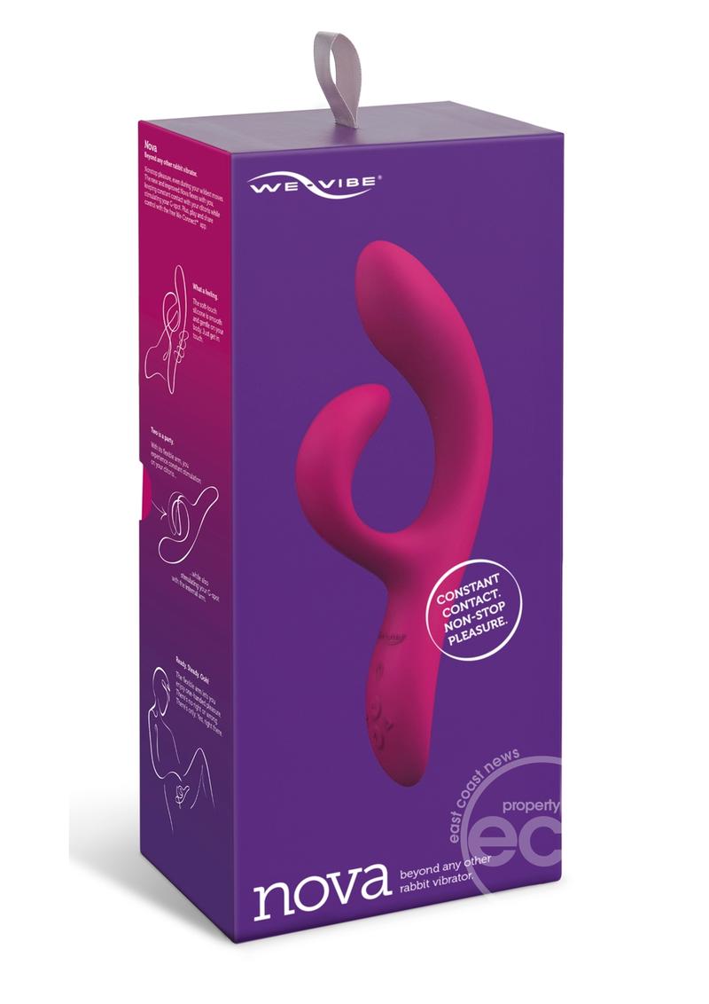 The packaging for The pink We-Vibe Nova 2.0 Remote Vibrator.