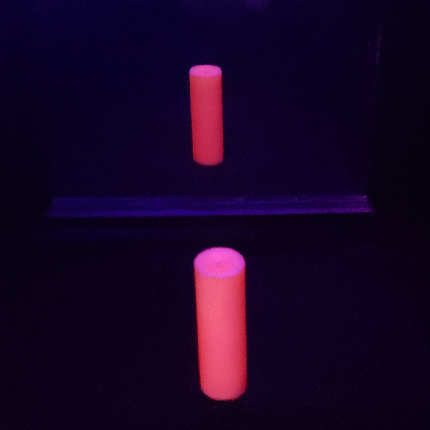 UV Orange Neon Unscented Paraffin Play Pillar Candle.