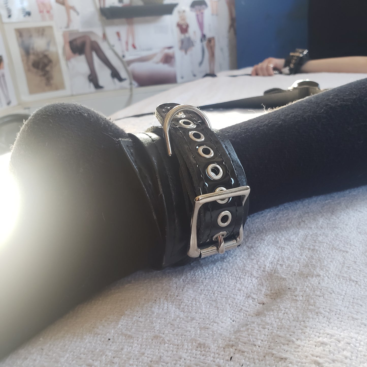 Ankle cuff on model's foot.