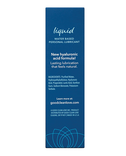 The back of the packaging for Good Clean Love Liquid Lubricant.