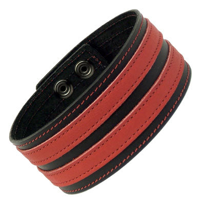 The black and red Leather Armband with Double Stripes.