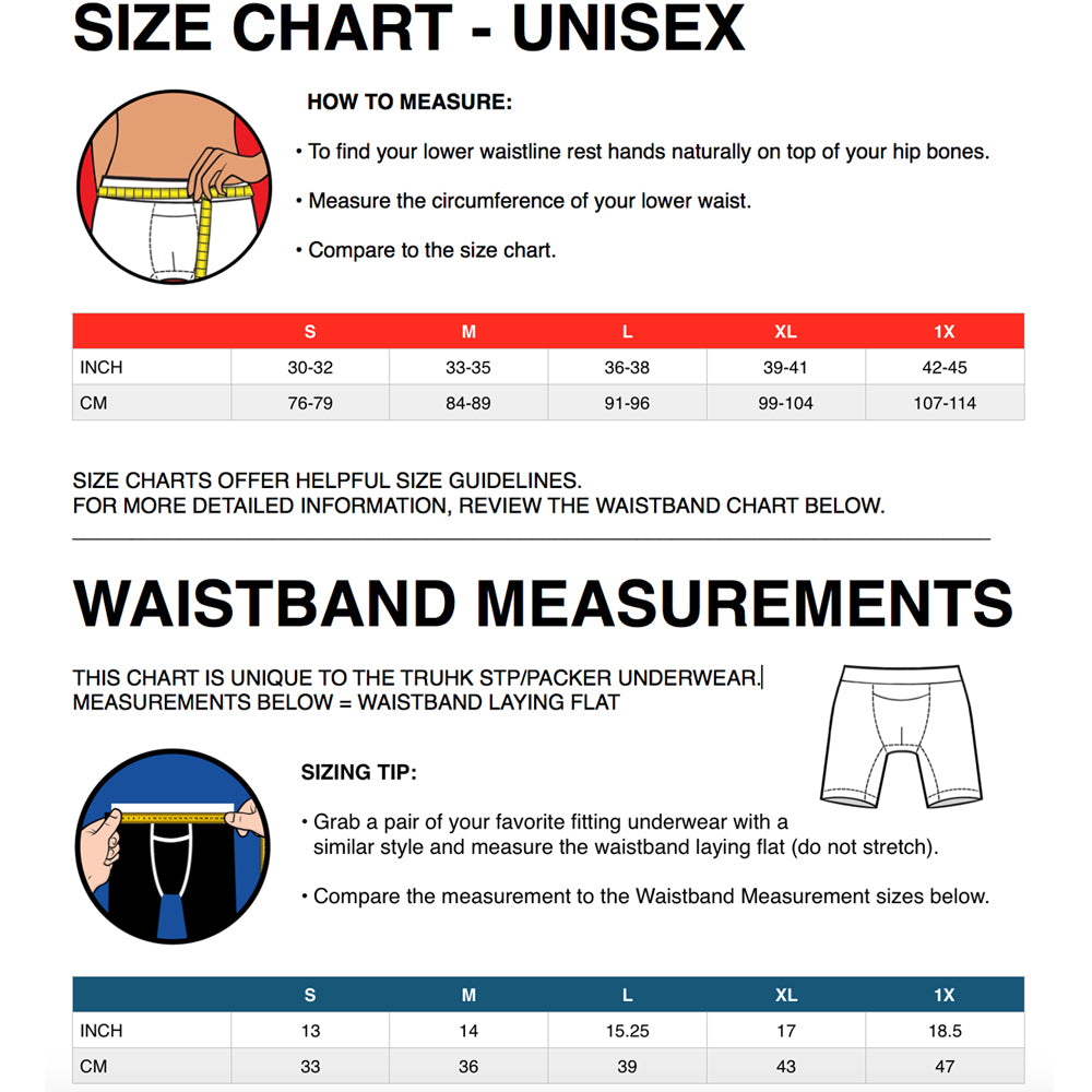 RodeoH TRUHK Pouch Front Brief STP/Packing Underwear size chart