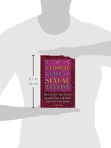 A diagram showing the size of The Ultimate Guide to Sexual Fantasy; 9.1in, 23cm.