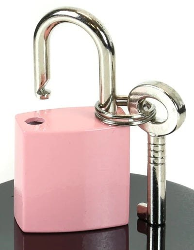 Pink high polished lock with matching key.