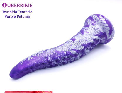 Teuthida Tentacle Dildo in Purple Petunia lying horizontally