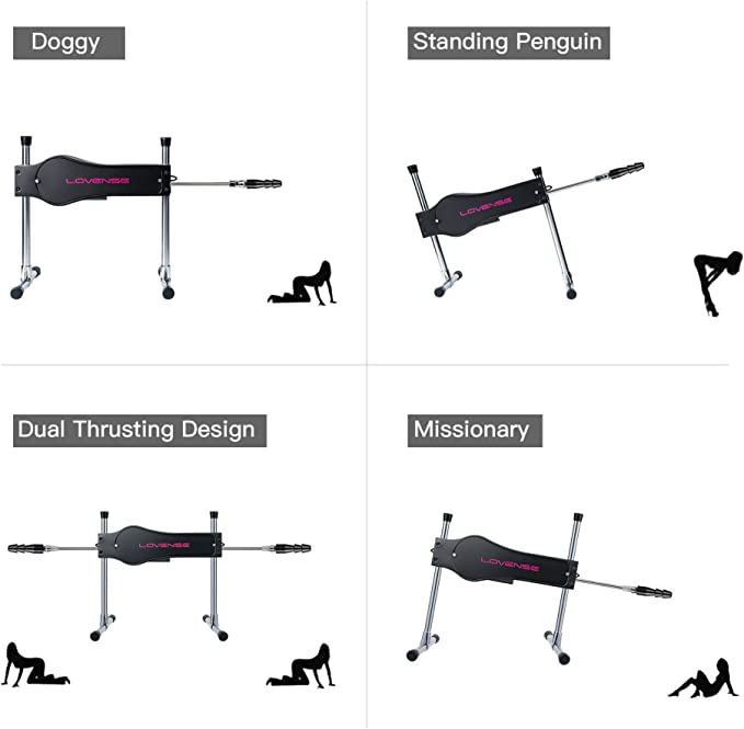 A diagram showing different positions that the Lovense Bluetooth Sex Machine can be used in.the 