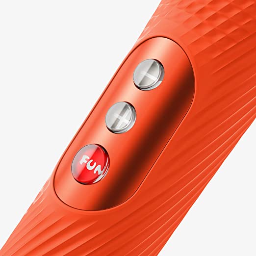 A close up of the buttons on the Sunrise Orange VIM Wand.
