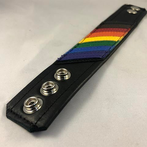 Pride flag leather wrist cuffs full length