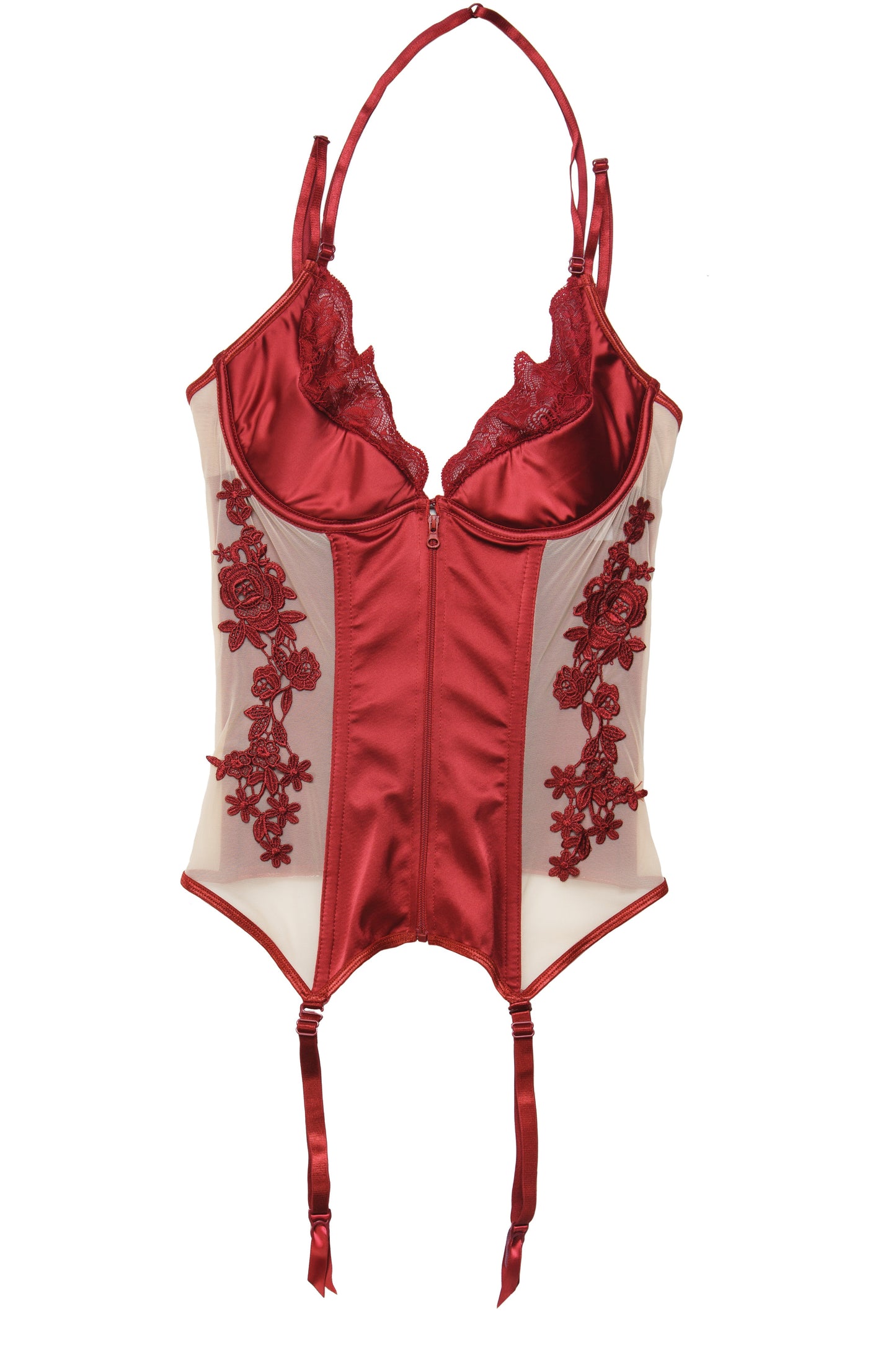 Merlot Lace Me Up Floral Bustier