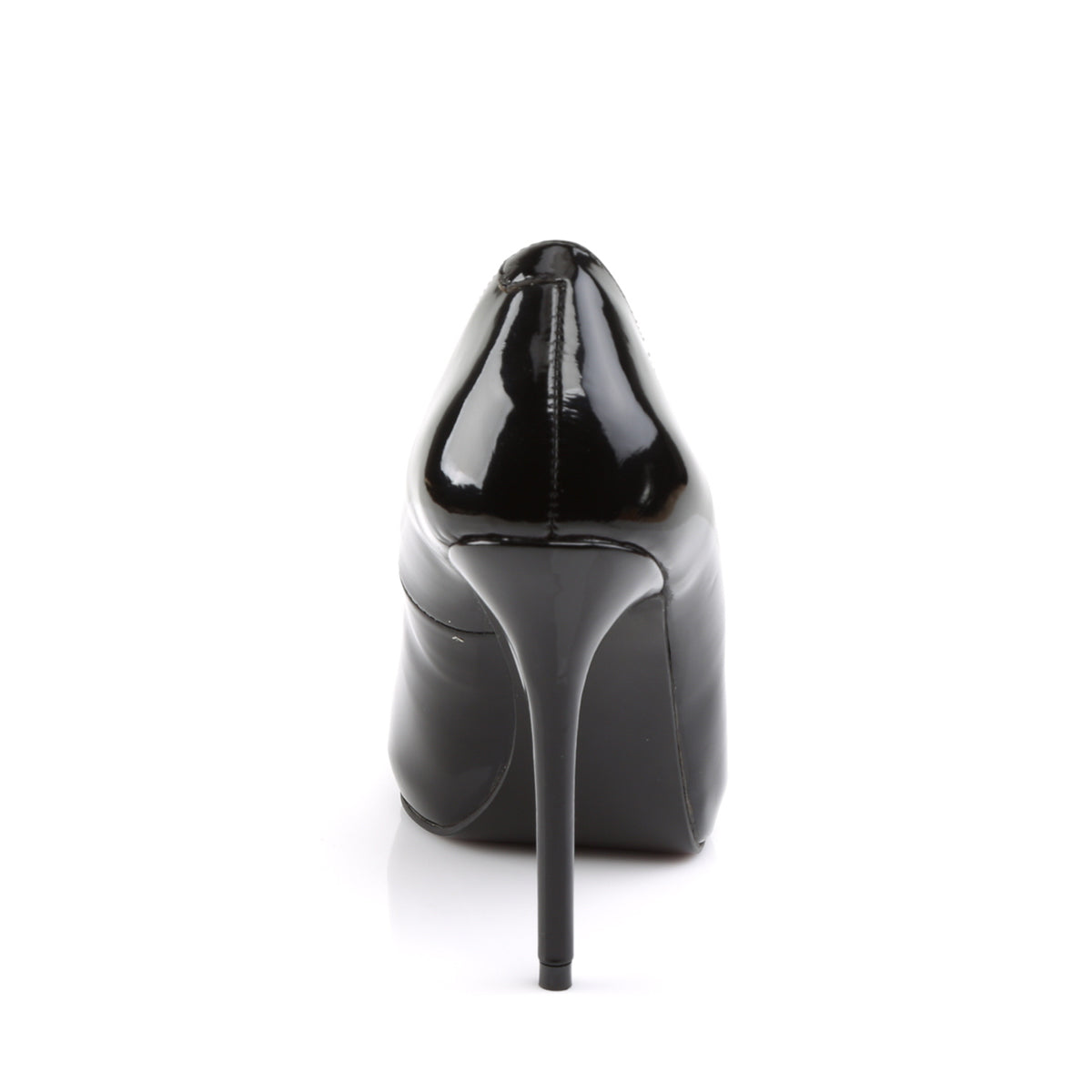 Black patent leather 5" Amuse Pump rear view.