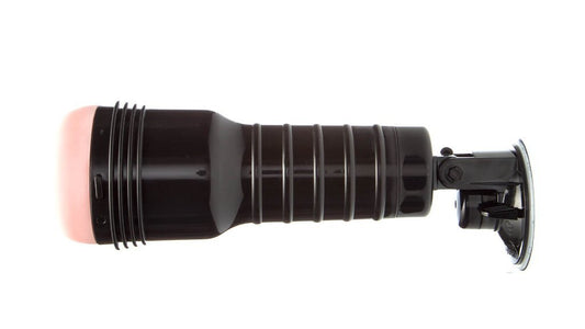 The Fleshlight Shower Mount with a Fleshlight attached to it.