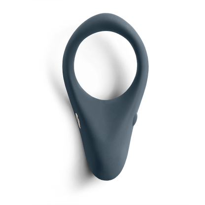 A closeup of the slate gray We-Vibe Verge Cock Ring and Perineum Vibrator.