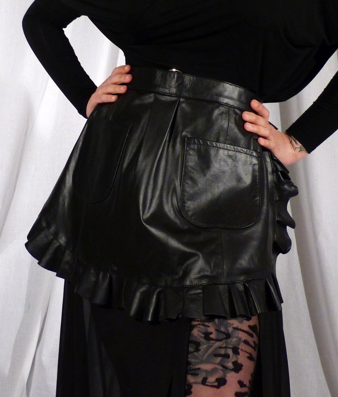 The Leather Ruffle Half Apron.