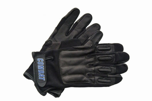 A pair of Sap Gloves With Steel Shot. The word combat is printed on the velcro strap.