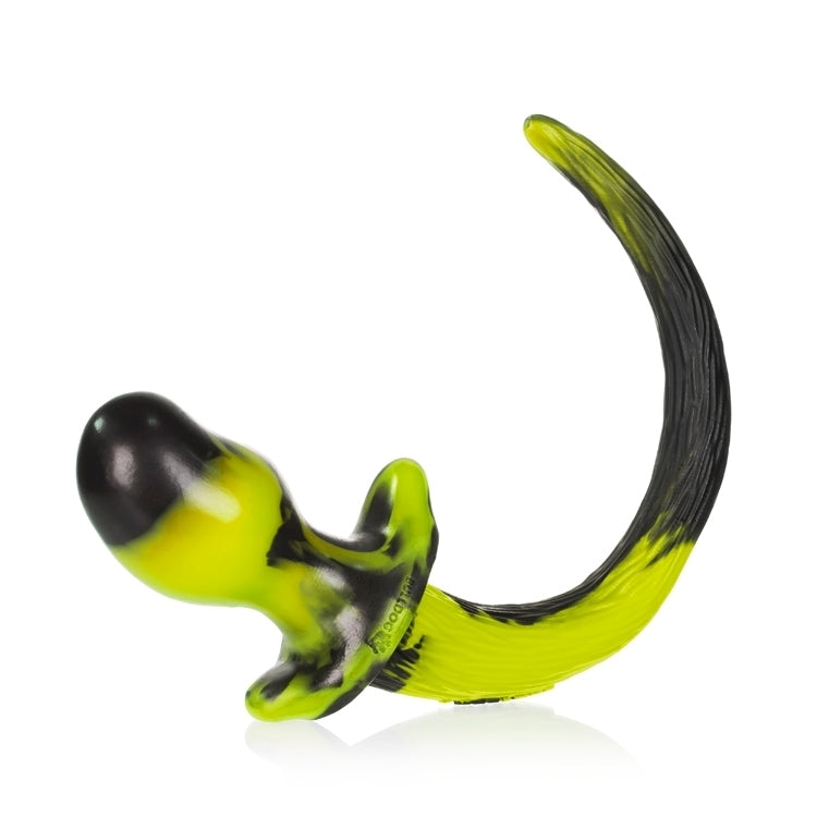The yellow and black Color Swirl Silicone Puppy Tail.