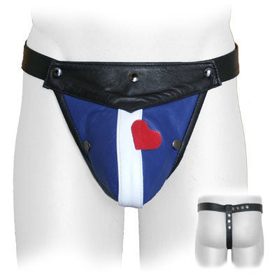 The Leather Pride Flag Cod Piece.