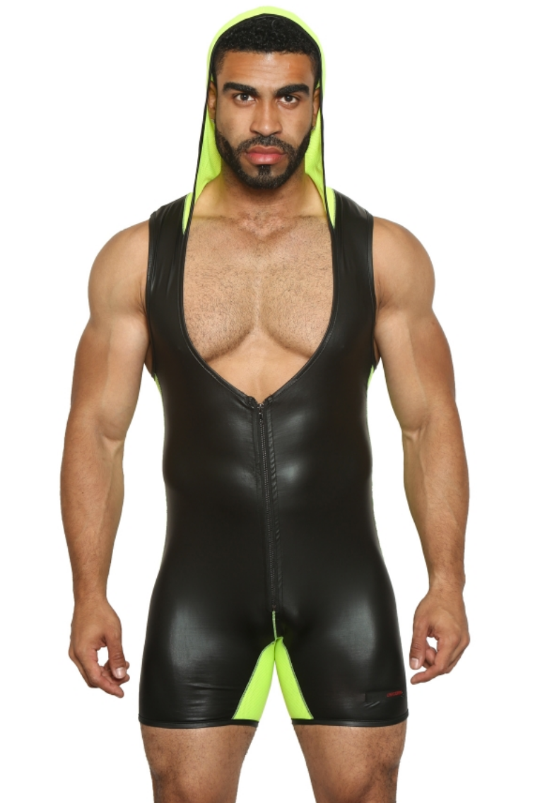 Primal Instinct Hooded Singlet on model frontal view hooded