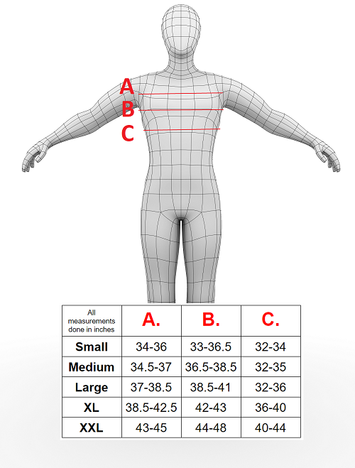 The BURSLF Crop Binder size chart.