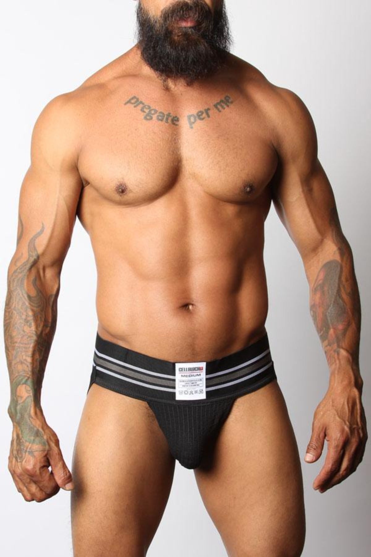 The front of the Black Tight End Jockstrap.