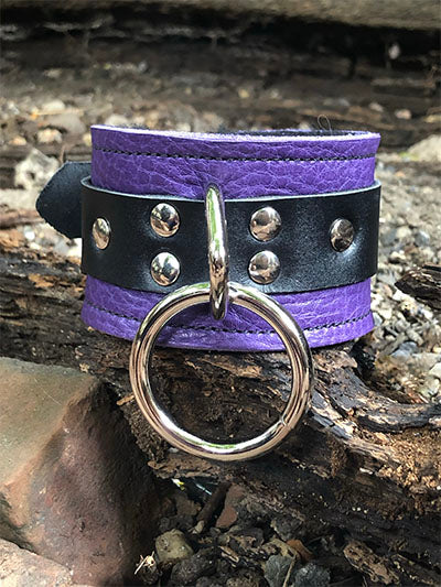 Purple basic fleece wrist restraint cuff close up