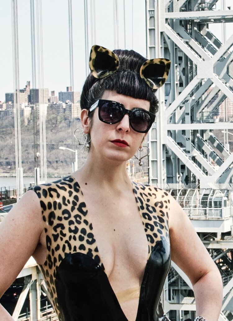 Model wearing Latex Feline Ears.