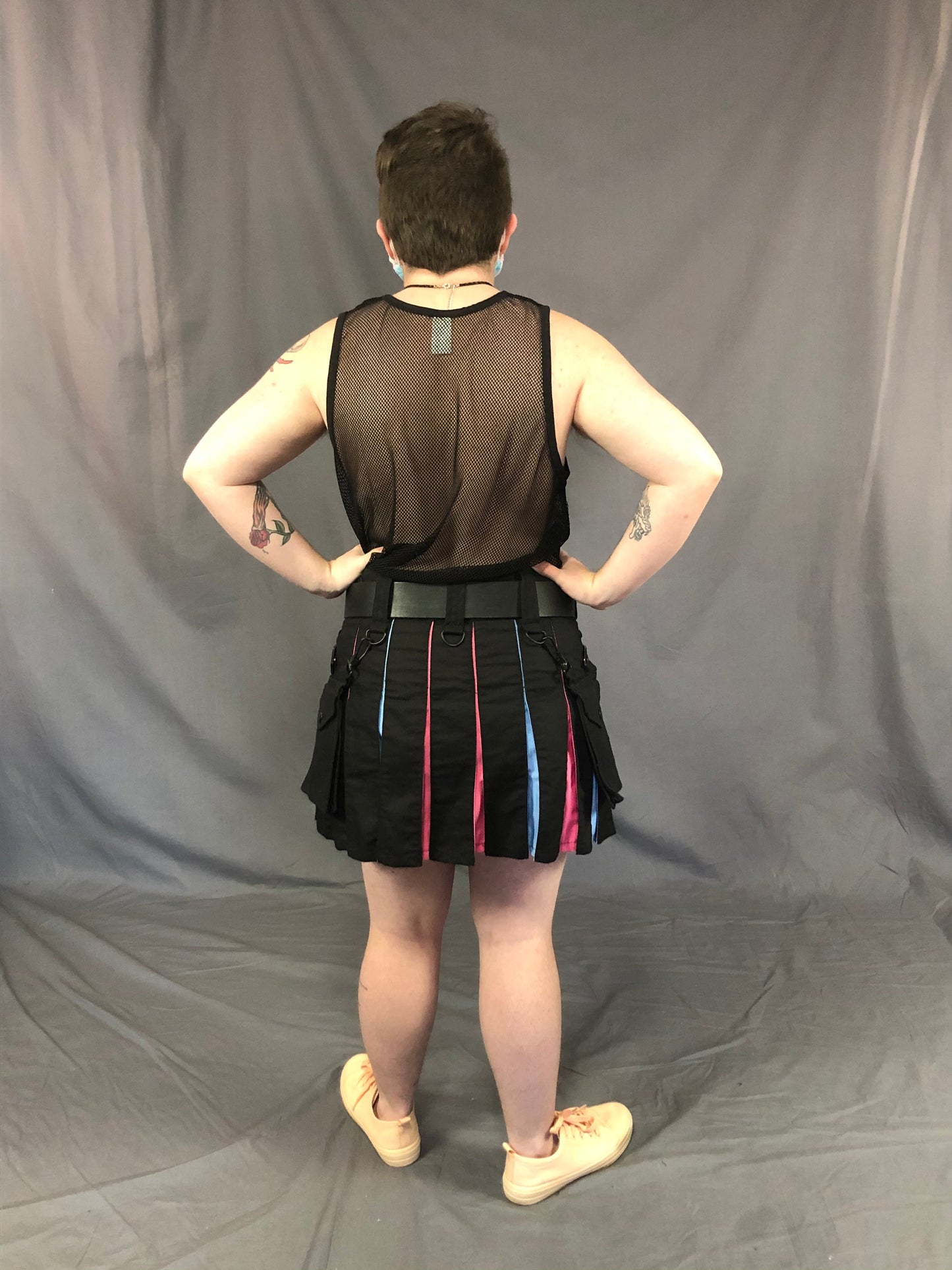 Full back of Mini Trans Pride Flag Heritage Kilt.