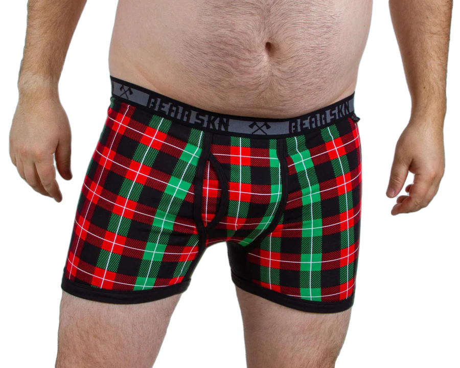 A model wearing the Holiday Backwoods Boxer Briefs.