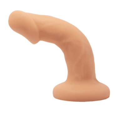 The cashew Shilo Pack N Play Dildo in a bent position.