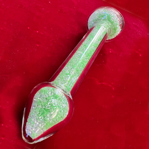 Crystal Sparkle Glow Basix Dildo Green Lime Rickie head