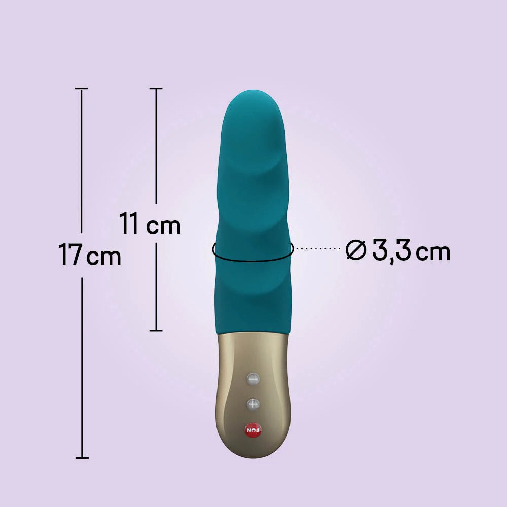 The size dimensions for the Stronic Petite Thruster in Deep Sea Blue.