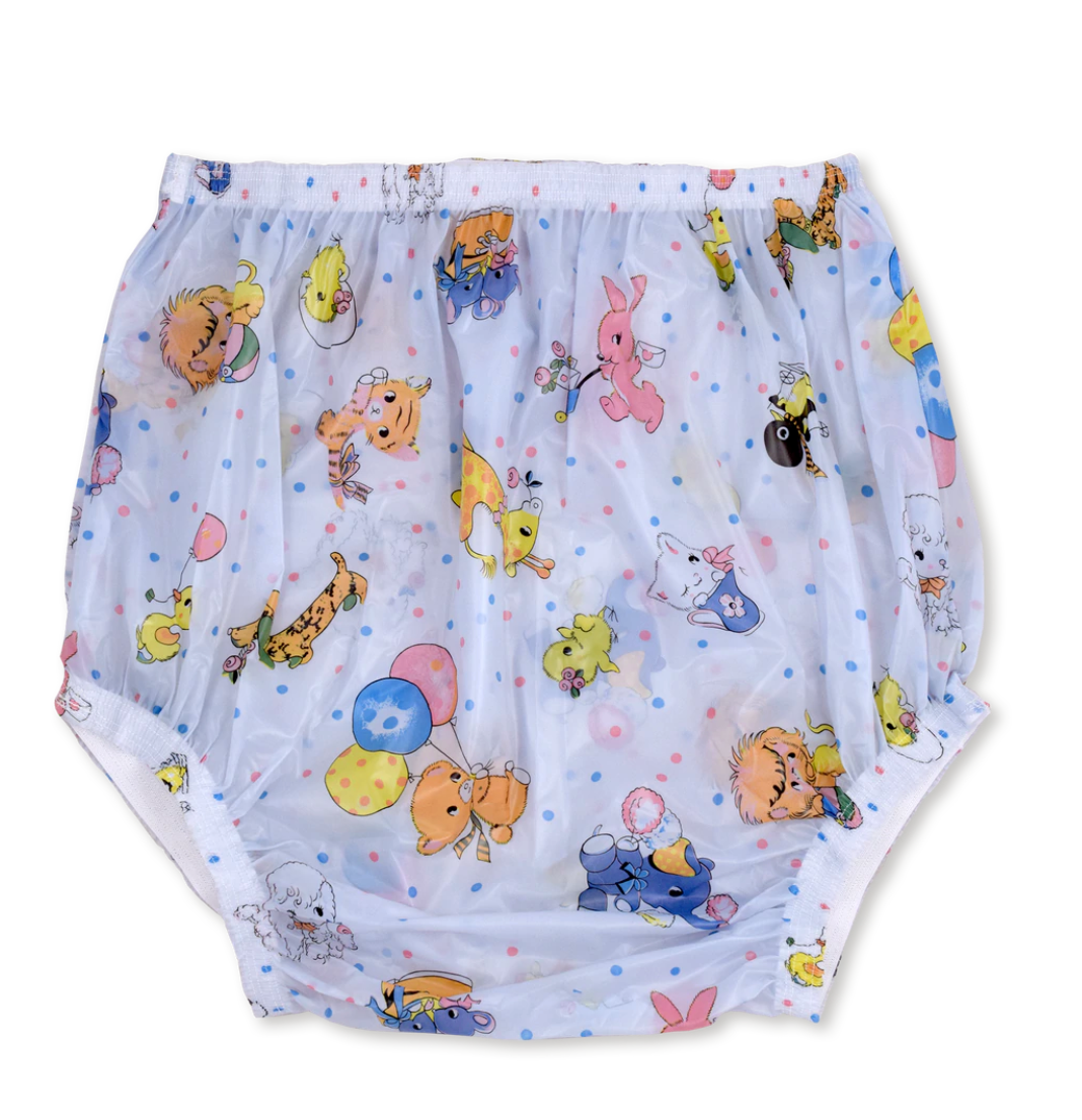 A pair of blue nursery Christy Plastic Pants.