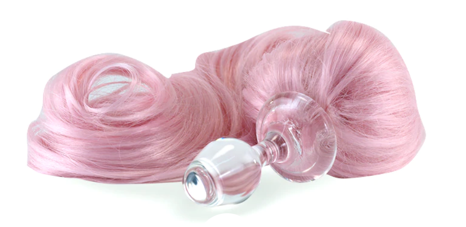 The Pink Crystal Detachable Faux Pony Tail Plug.