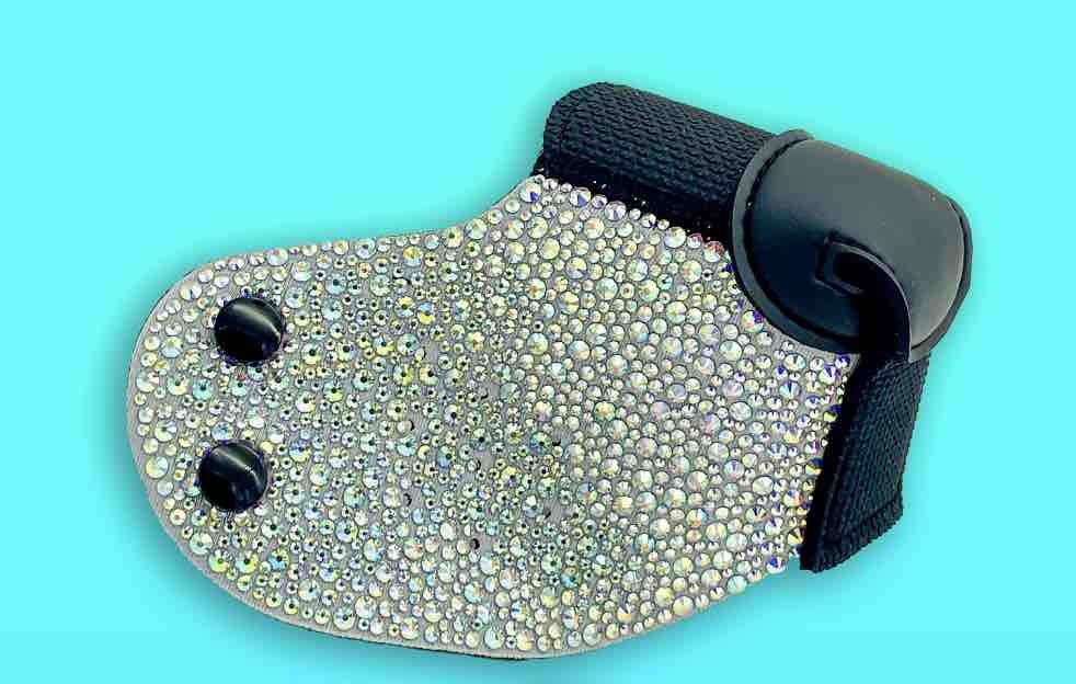 The white stoned Neoprene Snap-On K9 Muzzle.