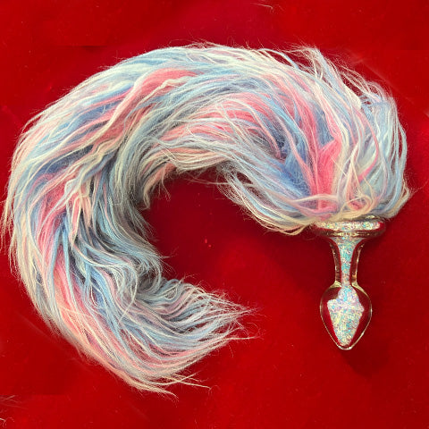 Crystal Sparkle Tail Plug Trans Pride Faux Fur fullbody