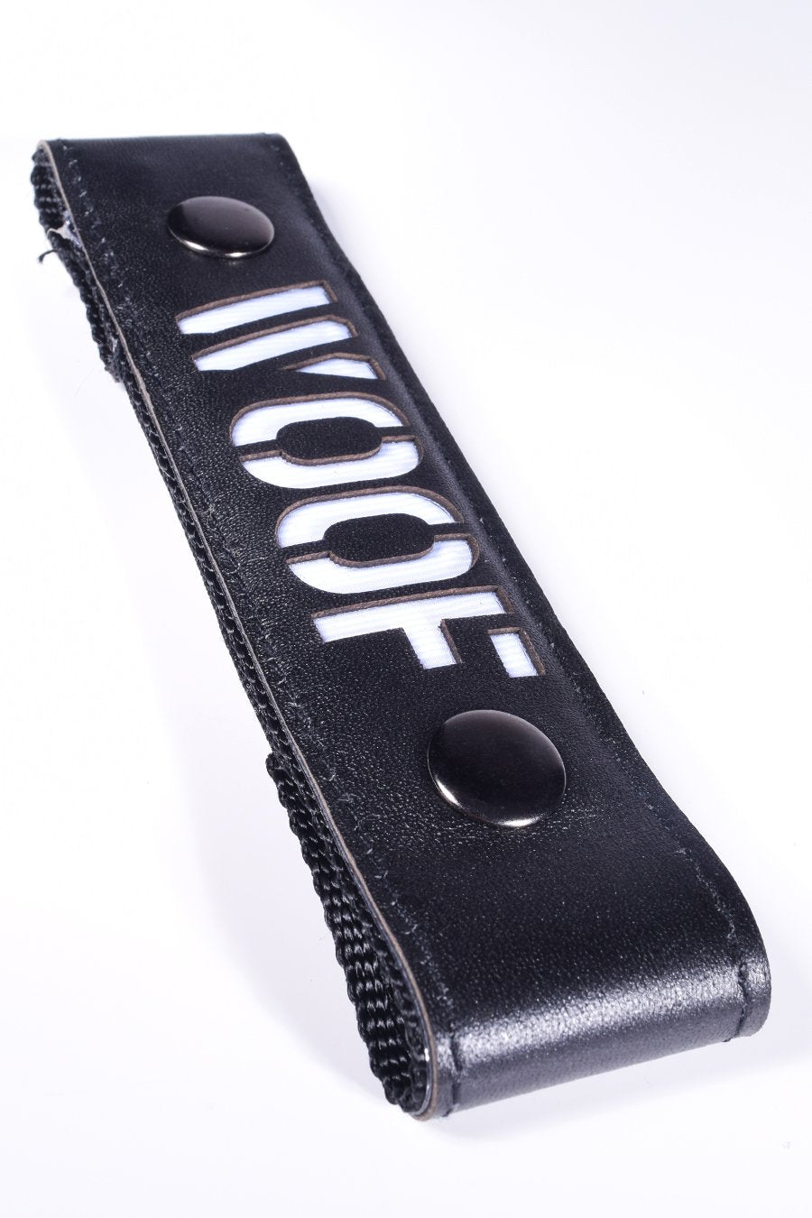 Glow Center Strap, "WOOF".