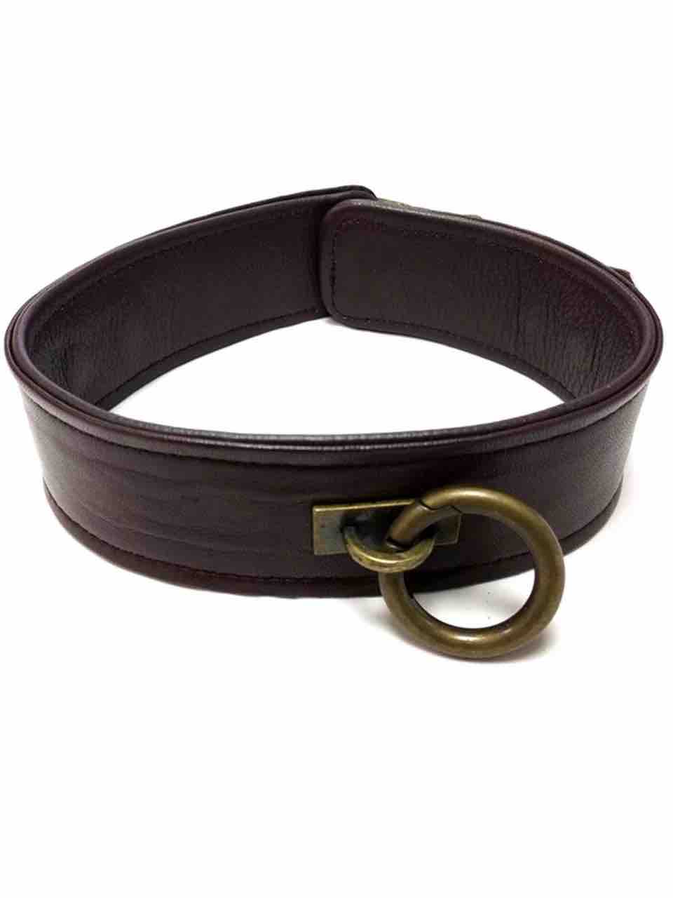 The brown Rouge Leather Collar with detachable o-ring.
