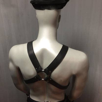Classic 1.5" Buckle X-Harness on mannequin, rear view.