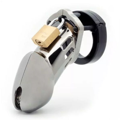 A silver CB-6000 Chastity Device.