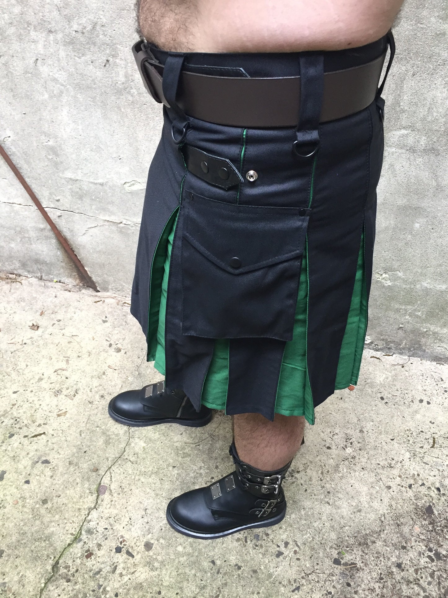 Contrast Pleat Cargo Kilt