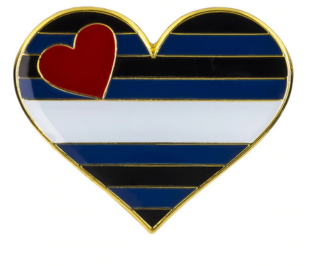 Enamel Pride Flag Heart Pin Leather Pride