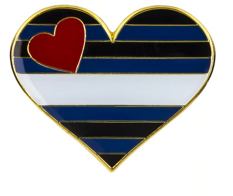 Enamel Pride Flag Heart Pin Leather  Pride