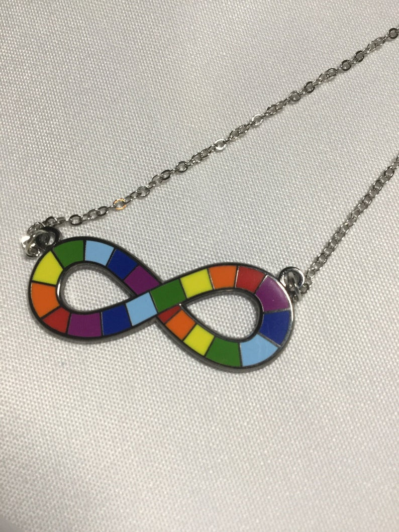 Neurodiversity Pride Necklace closeup of enamel 