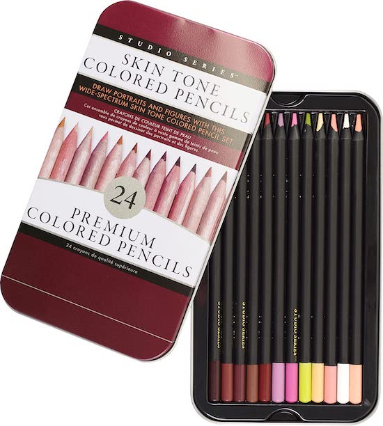The Skin Tone Colored Pencils 24pk with some pencils showing.