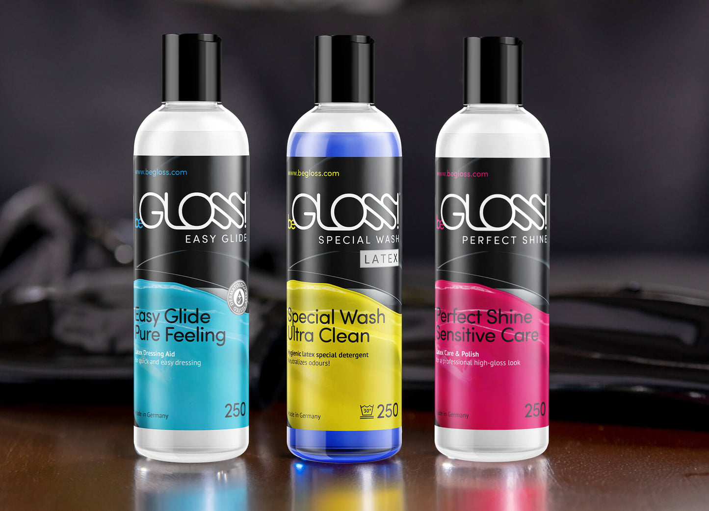 beGLOSS latex care system.