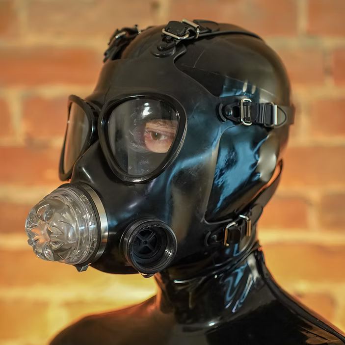 Kinkering Rubber Lambda blowjob Gas Mask