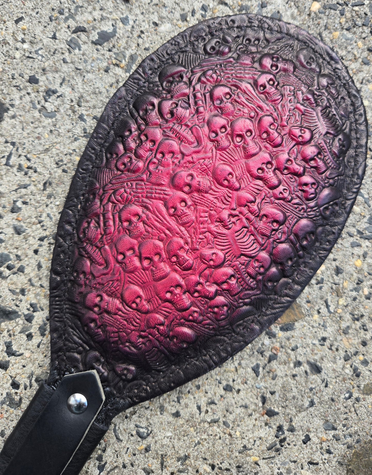 Round Padded Graveyard Print Leather Paddle