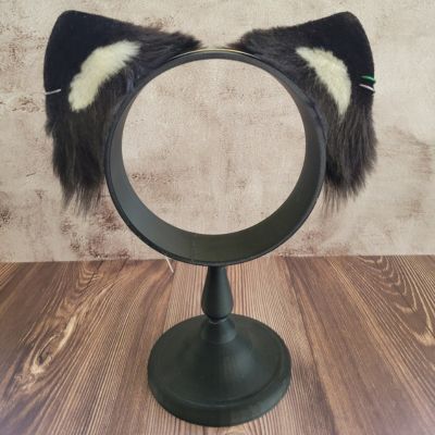 back of Deluxe Vegan Animal Ear Headband with black faux fur