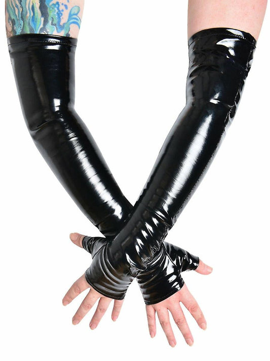 PVC Long Fingerless Gloves