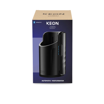 The front of the packaging for the Kiiroo Keon Rechargeable Interactive Masturbator.