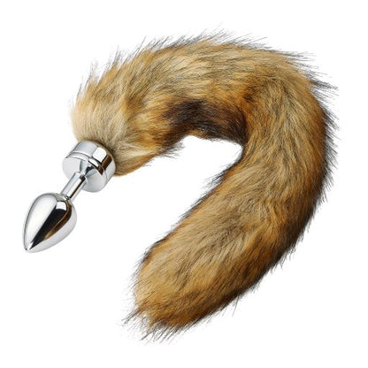 The faux fox tail attached to the butt plug in the Magnetic Gem & Tail Plug Set.